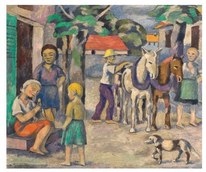 Village scenery by Hugo Troendle - Auction record, sale price, and art valuation. Compare with similar artists and explore comparable artworks.