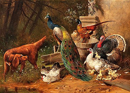 Poultry with hound by Max Hanger Sr - Auction record, sale price, and art valuation. Compare with similar artists and explore comparable artworks.