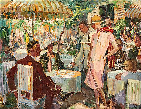 On the terrace of a café