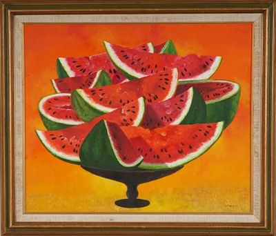Watermelons in Compote by John Oliver Sharp - Auction record, sale price, and art valuation. Compare with similar artists and explore comparable artworks.