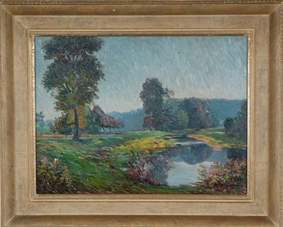 Canal Near Phillips Mill in a Ben Badura frame by Maximilian Vanka - Auction record, sale price, and art valuation. Compare with similar artists and explore comparable artworks.