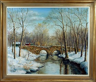 Winter Landscape with Stone Bridge