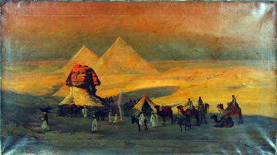 Sphinx with figures on camels