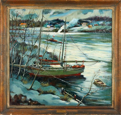 Frozen Delaware by George Schwacha Jr - Auction record, sale price, and art valuation. Compare with similar artists and explore comparable artworks.