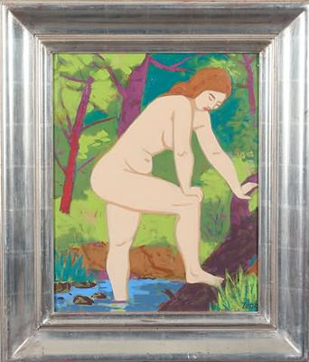 Woman Stepping From Stream