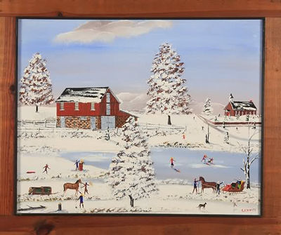 WINTER LANDSCAPE WITH HORSE DRAWN SLEIGH by Charles J White - Auction record, sale price, and art valuation. Compare with similar artists and explore comparable artworks.