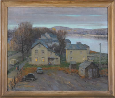 New Hope at dusk along the river