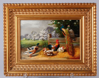 Pair of birds in landscape paintings