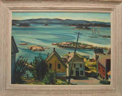 The Bay at Stonington, Maine with Three Horses