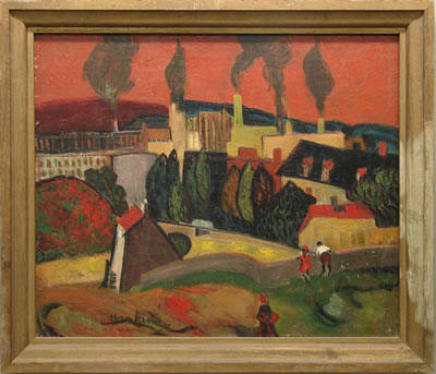 Landscape with red sky