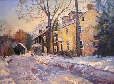 Sample artwork by Ray Overpeck (Born 1933), known for landscape painting-snow and village scenes - View similar artists and auction records