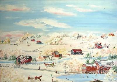 Sample artwork by Charles J White (- 1993), known for folk art painting-landscape - View similar artists and auction records