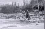Landscape with three men on horseback crossing stream