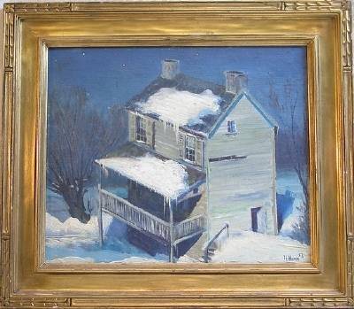 Nocturnal winter landscape in Newcomb-Macklin Frame