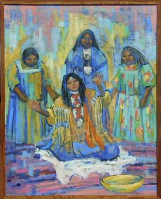 Apache Maiden at Sunrise Ceremony by Poko Petek - Auction record, sale price, and art valuation. Compare with similar artists and explore comparable artworks.