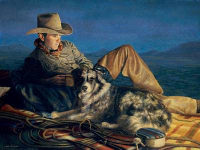 Sample artwork by Joel Phillips (Born 1960), known for cowboy, missions, western, horses - View similar artists and auction records