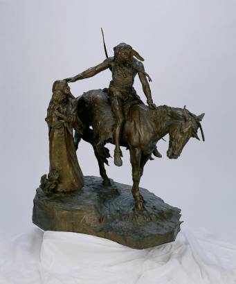 Sample artwork by Edward James Fraughton (1939 - 2023), known for western theme sculpture- cowboy and indian figure - View similar artists and auction records