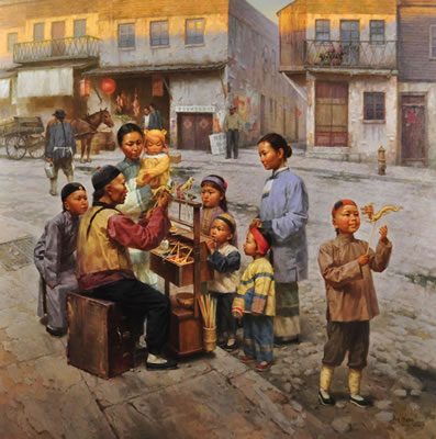 Sample artwork by Jie Wei Zhou (Born 1962), known for impressionist landscape, asian figure, and portrait painting - View similar artists and auction records