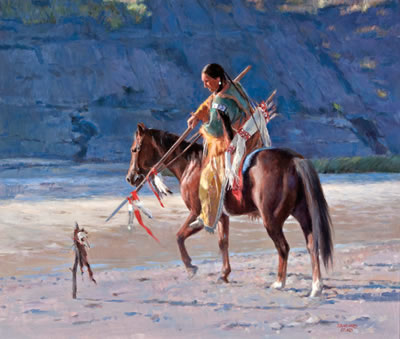 Sample artwork by Sherry Blanchard Stuart (Born 1941), known for realist style western scene painting, cowboy genre, indians, still life - View similar artists and auction records