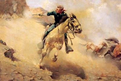 Sample artwork by Sidney Riesenberg (1885 - 1971), known for genre-action-western, illustrator - View similar artists and auction records