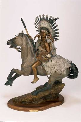 Sample artwork by Juan (Glenn Juandell) Dell (1933 - 2019), known for realist style western sculpture, indian figures and portraits, animals - View similar artists and auction records