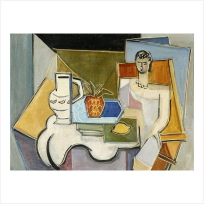 Femme assise et nature morte
