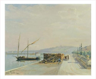 Le quai marchand des eaux-vives, Genève, 1945
