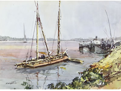 Nile River by Hidayet - Auction record, sale price, and art valuation. Compare with similar artists and explore comparable artworks.