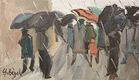 "In the rain"