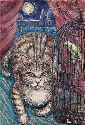 Composition with cat by Cihat Burak - Auction record, sale price, and art valuation. Compare with similar artists and explore comparable artworks.