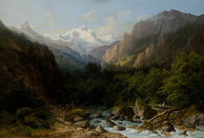 Paisaje montañoso con rio