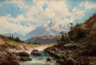 Paisaje montañoso con torrente