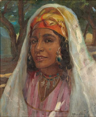 Jeune femme orientale au voile blanc