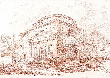 Vue animée de l'église Sant' Andrea in via Flaminia à Rome