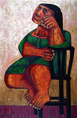 FIGURA CON VESTIDO VERDE by Juana Elena Diz - Auction record, sale price, and art valuation. Compare with similar artists and explore comparable artworks.