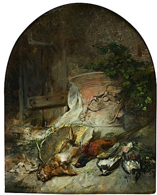 NATURE MORTE AU VASE ANTIQUE ET GIBIERS