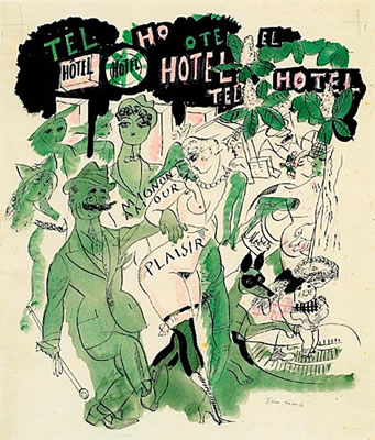 LES MAISONS CLOSES, ILLUSTRATION POUR L'INFLATION SENTIMENTALE, CIRCA 1920