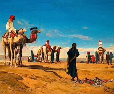 HALTE DE BICHARIS DANS LE DESERT DE LYBIE