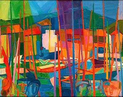 SAINT-TROPEZ, BATEAUX A QUAI, 1953