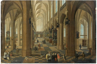 Vue de l'Intérieur de la cathédrale Notre-Dame d'Anvers