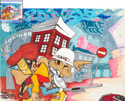 Sample artwork by Sidney (Born 1978), known for street art painting - View similar artists and auction records