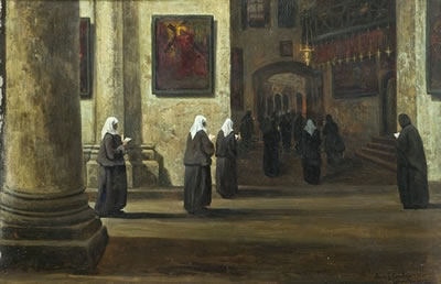 Procession de religieuses au Saint Sépulcre, Jérusalem