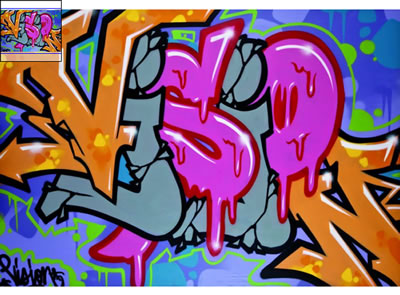 Sample artwork by Vision (Born 1971), known for street art painting - View similar artists and auction records