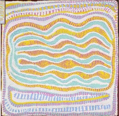 Sample artwork by Rosie Nangala Flemming (Born c.1930), known for aboriginal painting - View similar artists and auction records