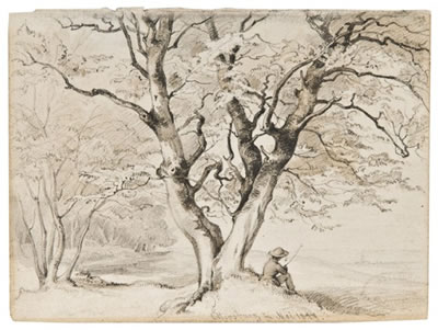 Personnage au pied d'un arbre