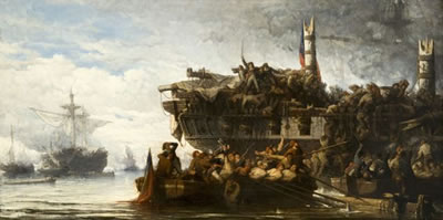 Scène de la bataille de Trafalgar