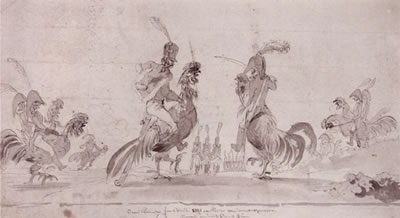Officiers montés sur des coqs