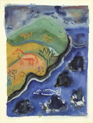 Bord de mer exotique avec des animaux
