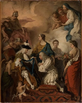 Le duc de Saint-Aignan décorant le prince Vaini de l'ordre du Saint-Esprit
