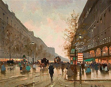 Vue de Paris : l'angle du boulevard des Capucines et de la place de l'Opéra au crépuscule by Henri Alexis Schaeffer - Auction record, sale price, and art valuation. Compare with similar artists and explore comparable artworks.